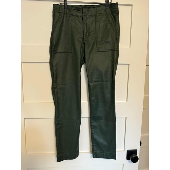 KUT Reese Green Coated Denim Ankle Straight Leg Pant/Jean Women’s Size 8 - Picture 2 of 5